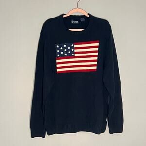 Chaps American Flag Sweater Men’s Size XL Navy Cotton USA Patriotic Pullover